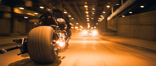 Batman on the Batpod in The Dark Knight