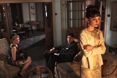 Cara Seymour as Marjorie, Alfred Molina as Jack, and Carey Mulligan as Jenny. Photo taken by Kerry Brown, Courtesy of E1 Films / Sony Pictures Classics An Education still lounge